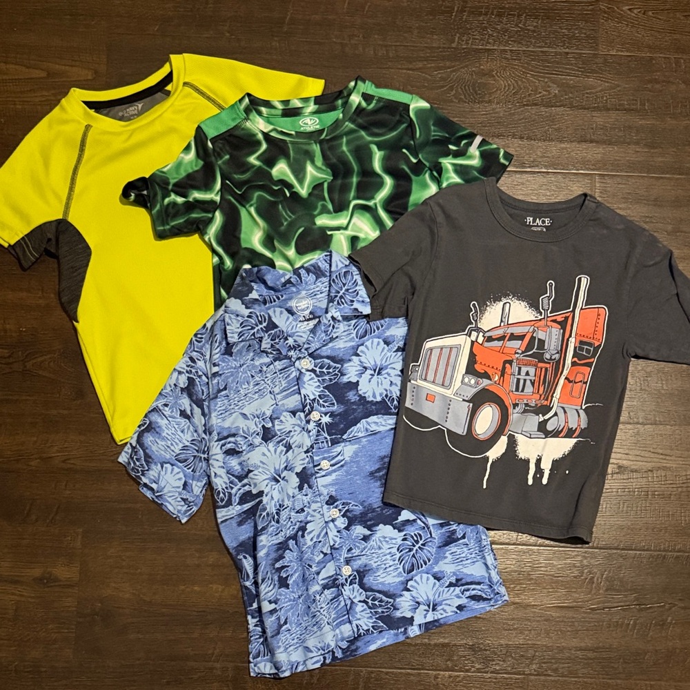 Place Kids Short Sleeve Shirt Set - Yellow, Green, Blue, Gray